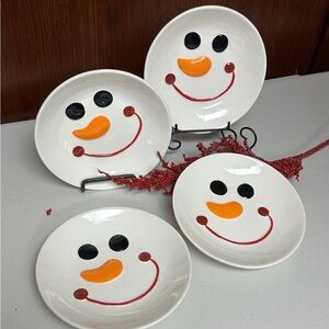 Celebrating Home Christmas Smiley Face Ceramic Dessert Plates - Set of 4